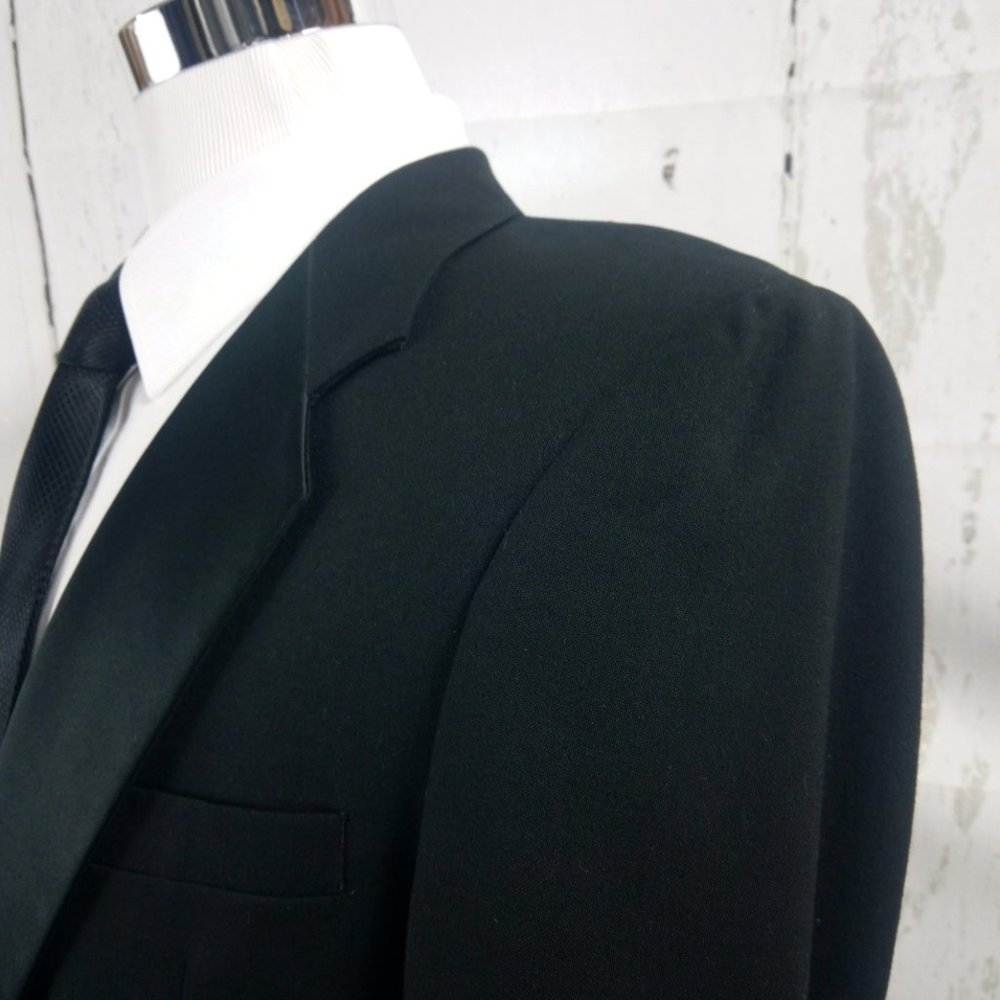 Custom Made 41r 1 Button Black Tuxedo Suit Blazer - image 3